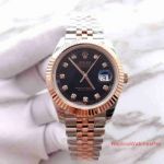 Rolex Datejust II 41mm Replica Watch 2-Tone Rose Black Diamond Dial